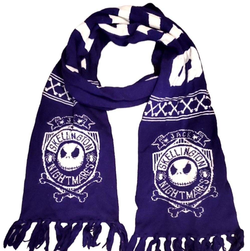 Disney Parks Jack Skellington Purple Fringe Knit Winter Unisex Adult Long Scarf